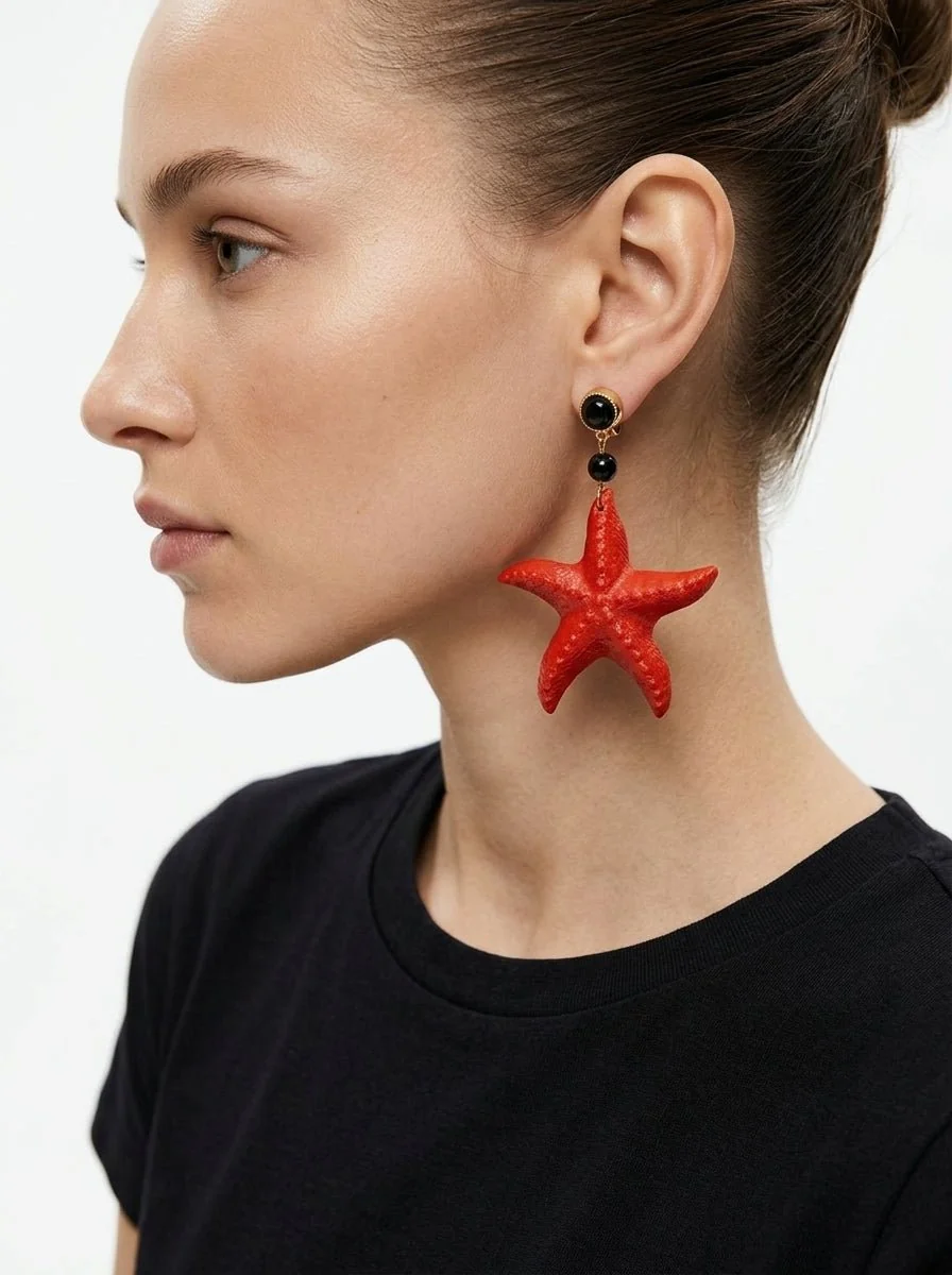 Pendientes Fabrizio Marcantelli Estrella Marina Coral - Imagen 2