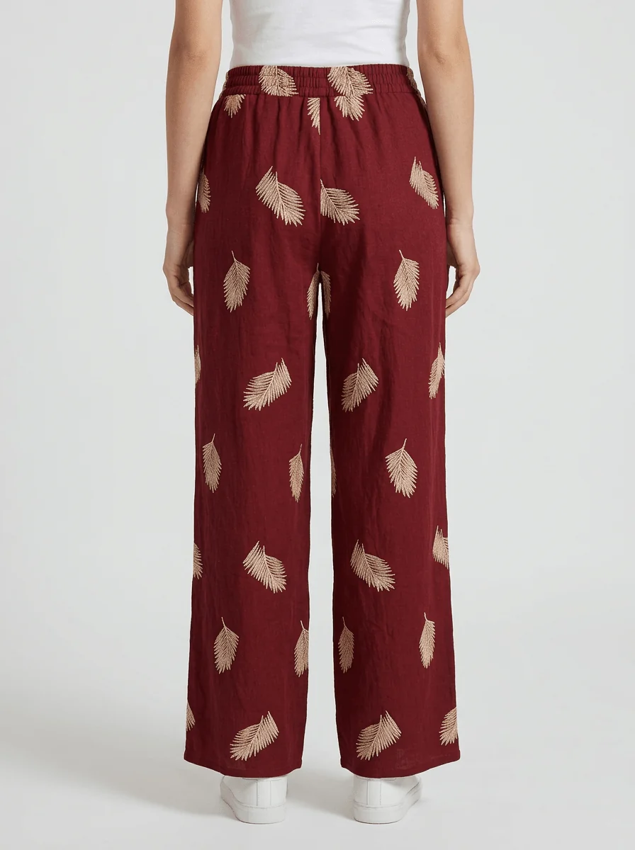Pantalón Paisie Bordado Burdeos - Imagen 5