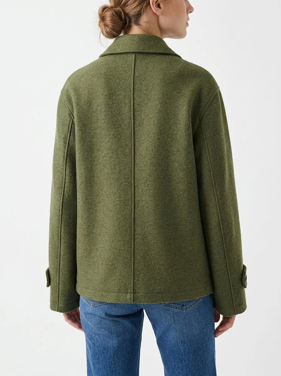 Abrigo Harris Wharf London Oversize Verde Caza - Imagen 4