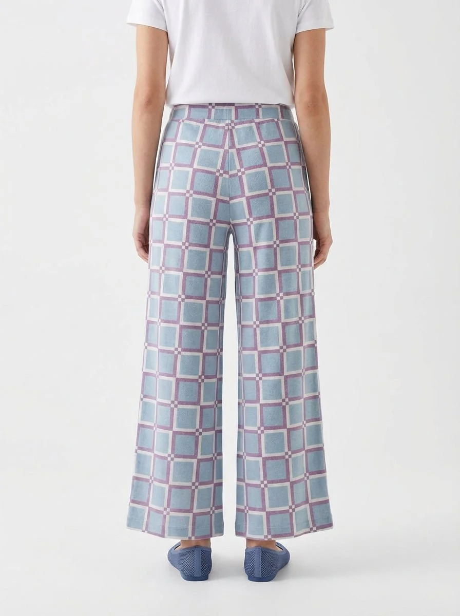 Pantalon In Bed With You Cuadros Ancho Azul Cielo - Imagen 4