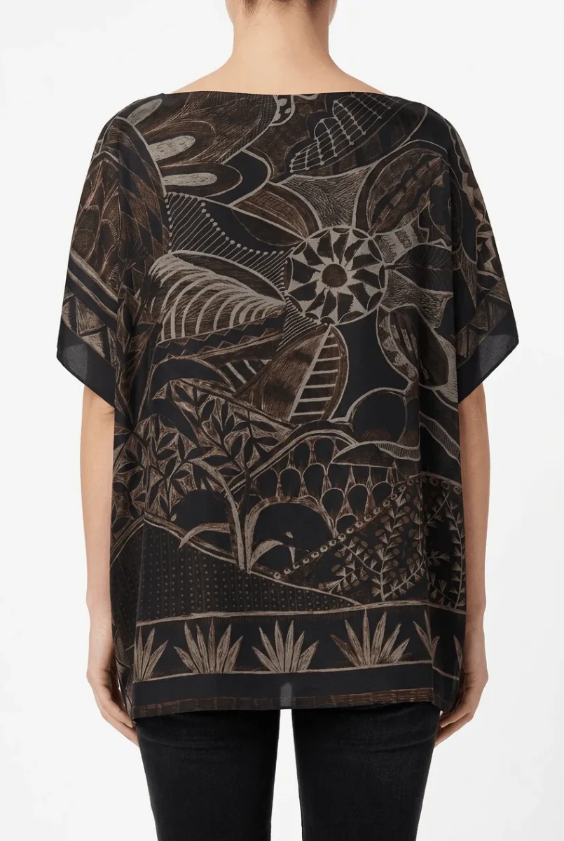Blusa Barbieri Estampado Flores Azul - Imagen 4