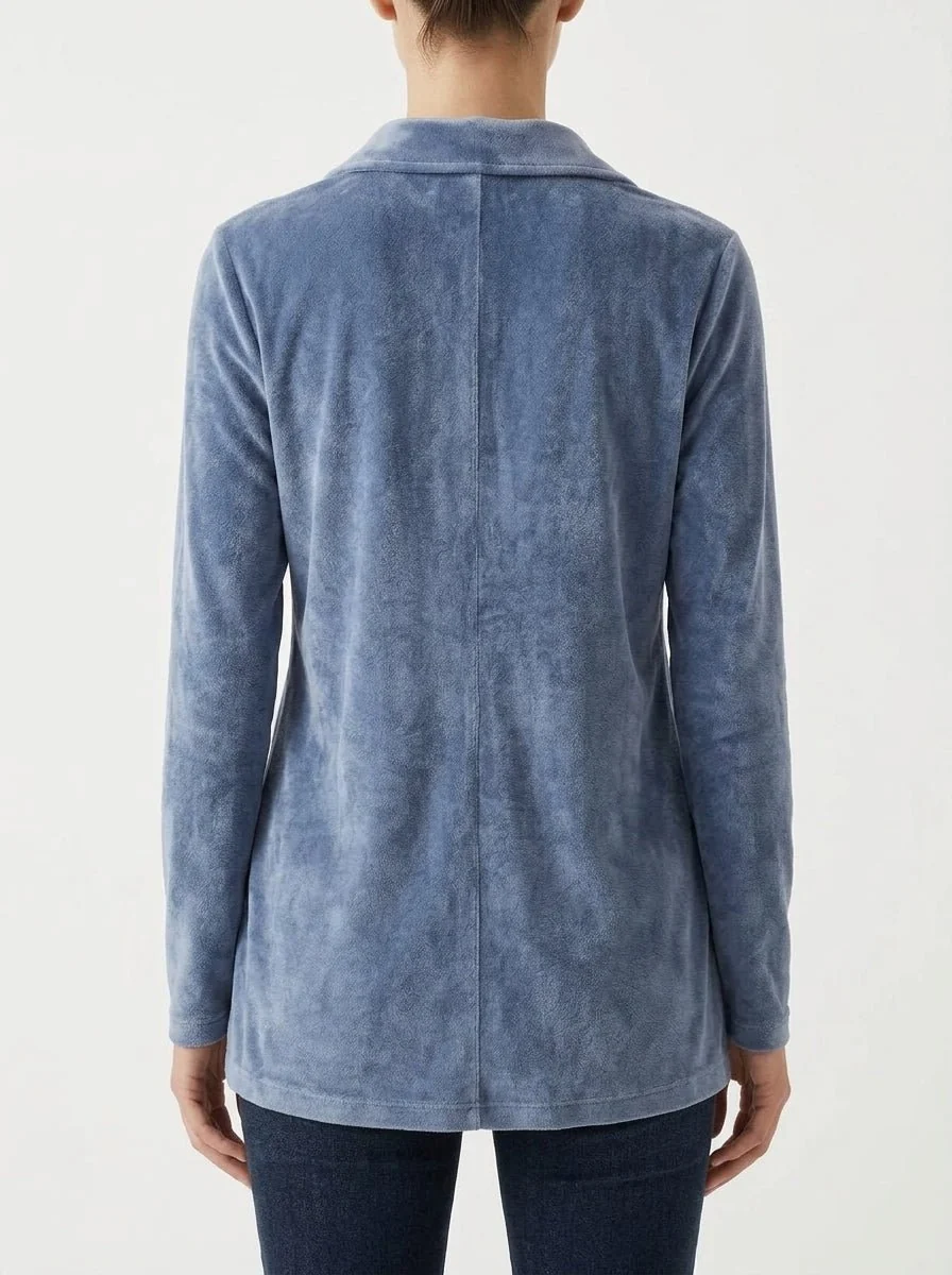 Camisa Majestic Filatures Terciopelo Azul Claro - Imagen 4