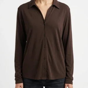 Camisa Majestic Filatures Punto Marrón Chocolate
