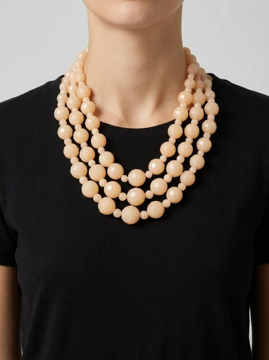 Collar Fabrizio Marcantelli Piedras 2 Tamaños Alternanda Mantequilla