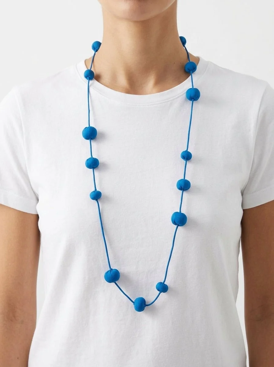Collar Il Baco Da Seta Bolas De Seda Cocoon Azul