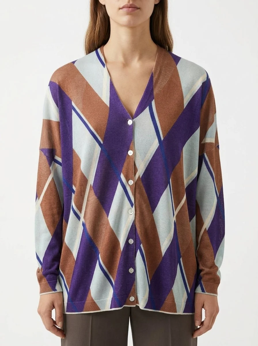 Chaqueta In Bed With You Punto Rombos Morado - Imagen 2
