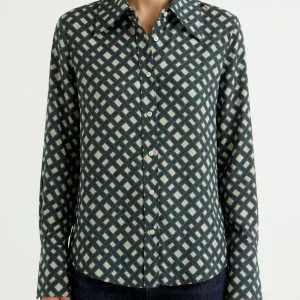 Camisa Diega Cilva Estampado Trenzado Azul