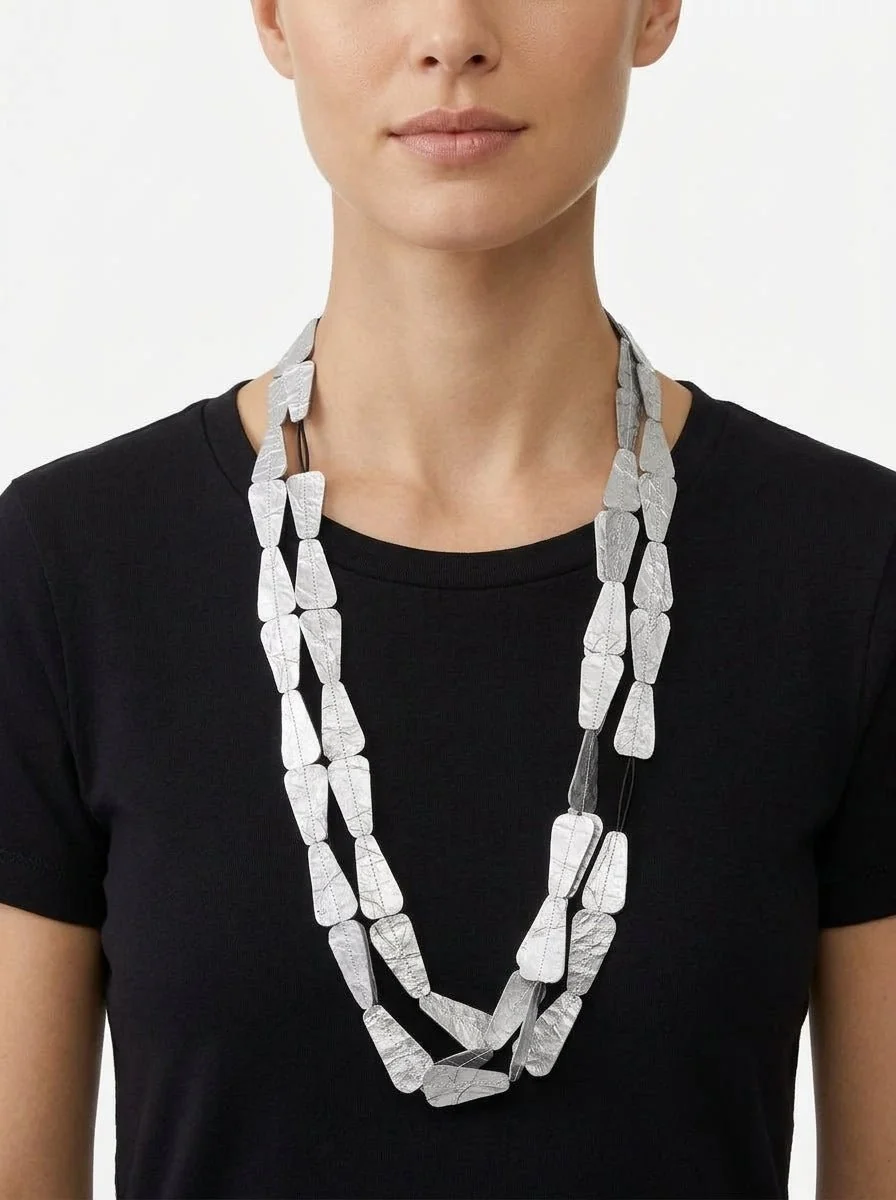Collar Ana Hagopian Trap Metalic Plateado - Imagen 2