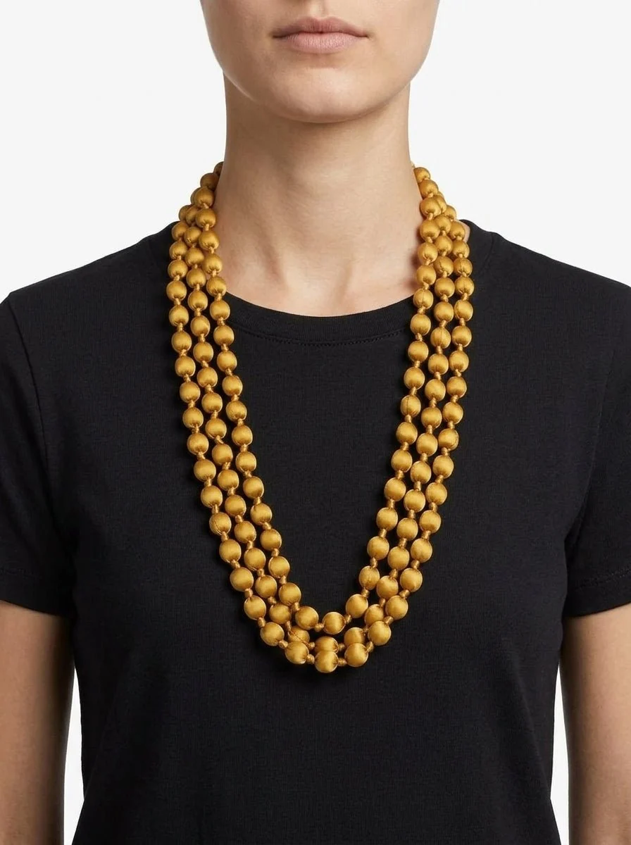Collar Il Baco Da Seta Bolas Seda Ámbar 12.2