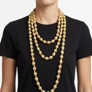 Collar  Il Baco Da Seta Bolas Seda Mantequilla 18.4