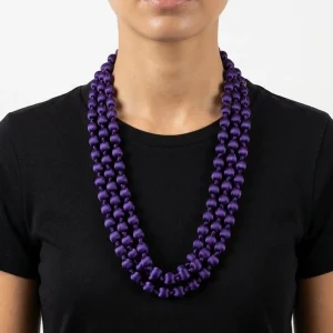 Collar  Il Baco Da Seta Bolas Seda Azul Violáceo
