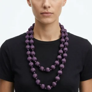 Collar  Il Baco Da Seta Bolas Seda Púrpura 15.2