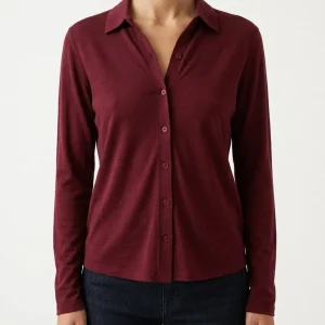 Camisa Majestic Filatures Punto Burdeos