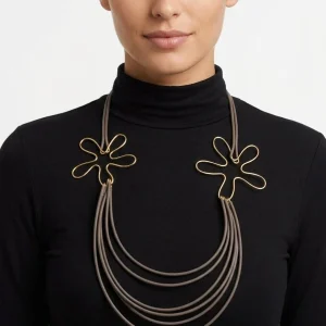 Collar Liviana Conti Tiras Flor Metal