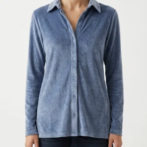 Camisa Majestic Filatures Terciopelo Azul Claro