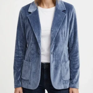 Blazer Majestic Filatures Terciopelo Azul Claro