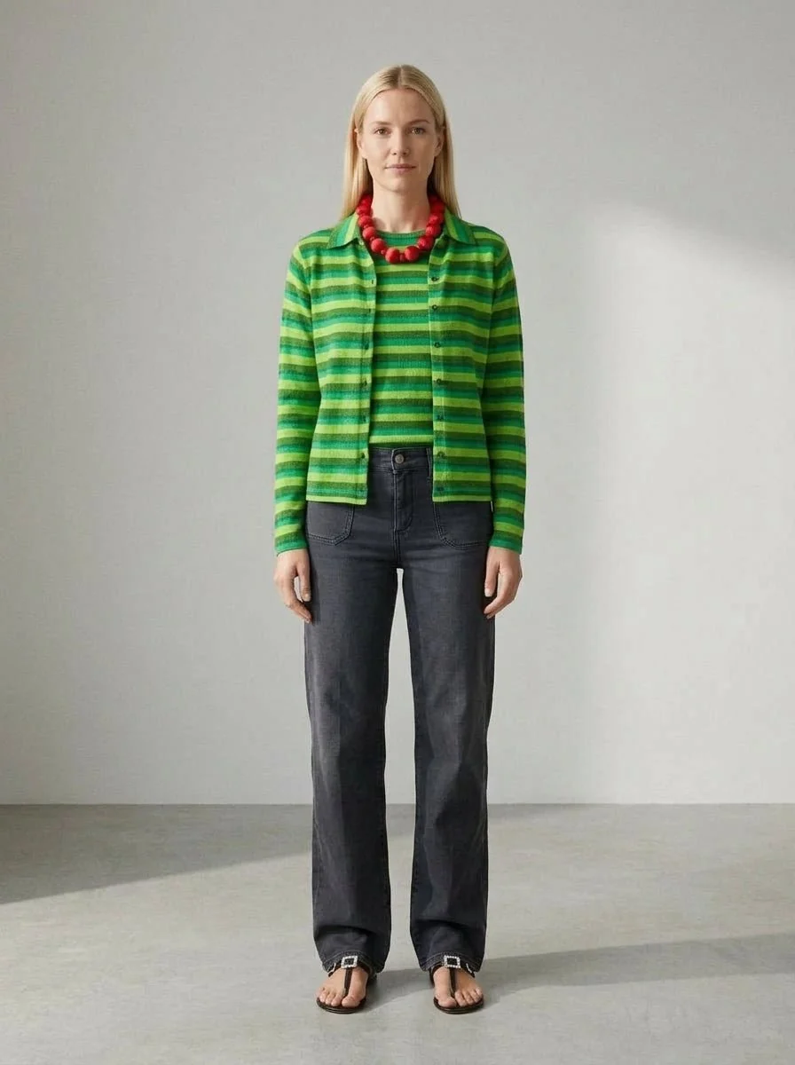 Jersey Flor Rayas Lurex Lima - Imagen 3
