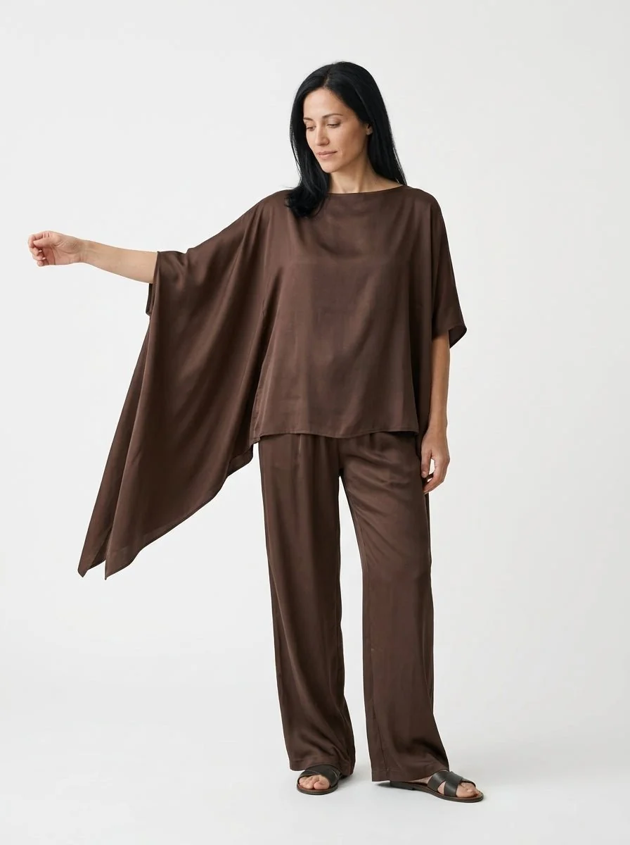 Camisa Poncho Sissi Otto Style Chocolate - Imagen 3