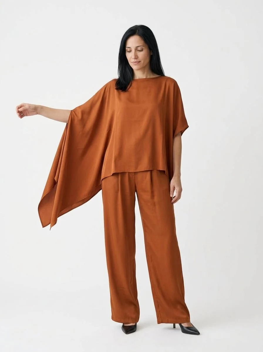 Camisa Poncho Sissi Otto Style Camel - Imagen 3
