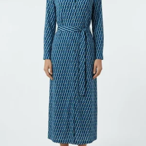 Vestido Goodmatch Camisero Estampado Geometrico Azul Marino