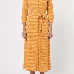 Vestido Goodmatch Camisero Estampado Geometrico Mostaza