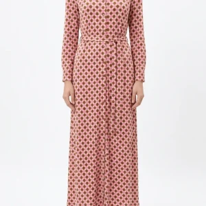 Vestido Goodmatch Estampado Mayólica Rosa y Marrón