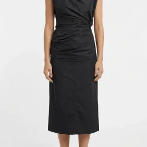 Vestido Su Midi Frunce Negro