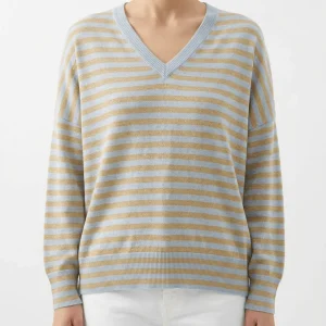 Jersey Base Milano Pico Rayas Azul Beige