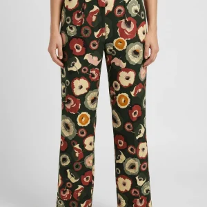 Pantalón Agoefilo Estampado Flores Caqui