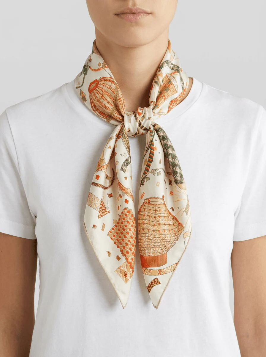 Foulard Maison Fanli Linternas Rojas y Verde - Imagen 2
