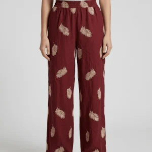 Pantalón Paisie Bordado Burdeos