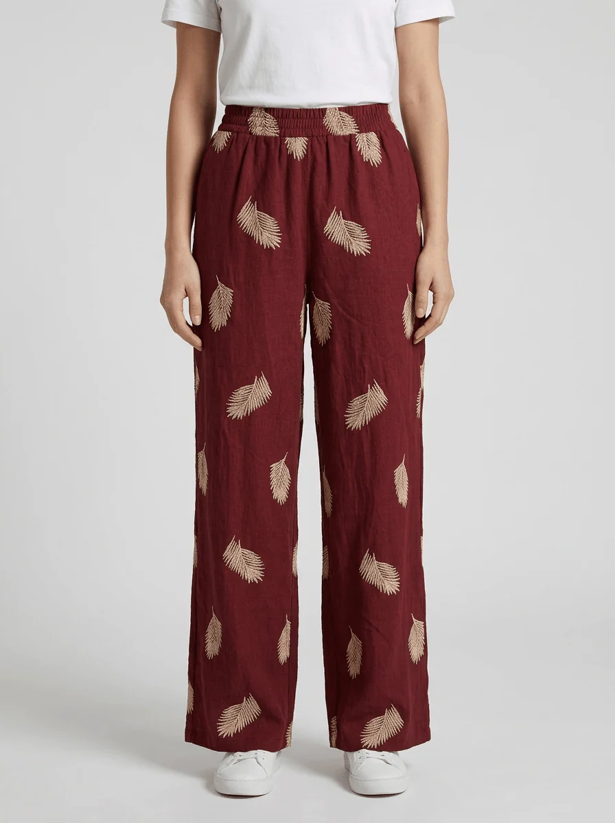 Pantalón Paisie Bordado Burdeos