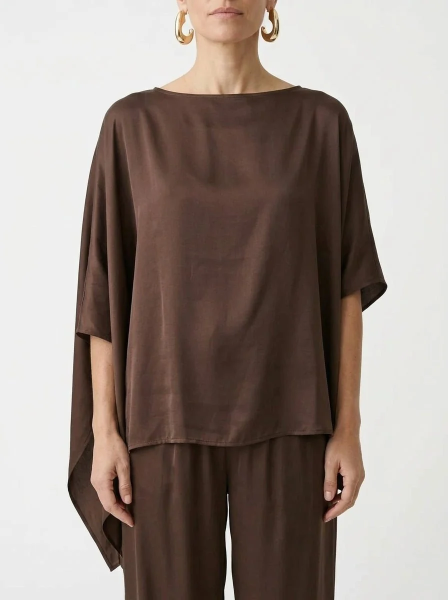Camisa Poncho Sissi Otto Style Chocolate - Imagen 2