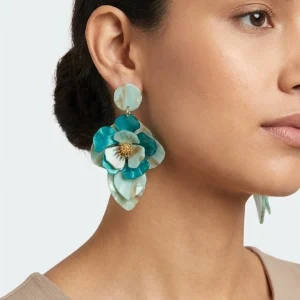 Pendientes Il Baco Da Seta Flor Resina Agua