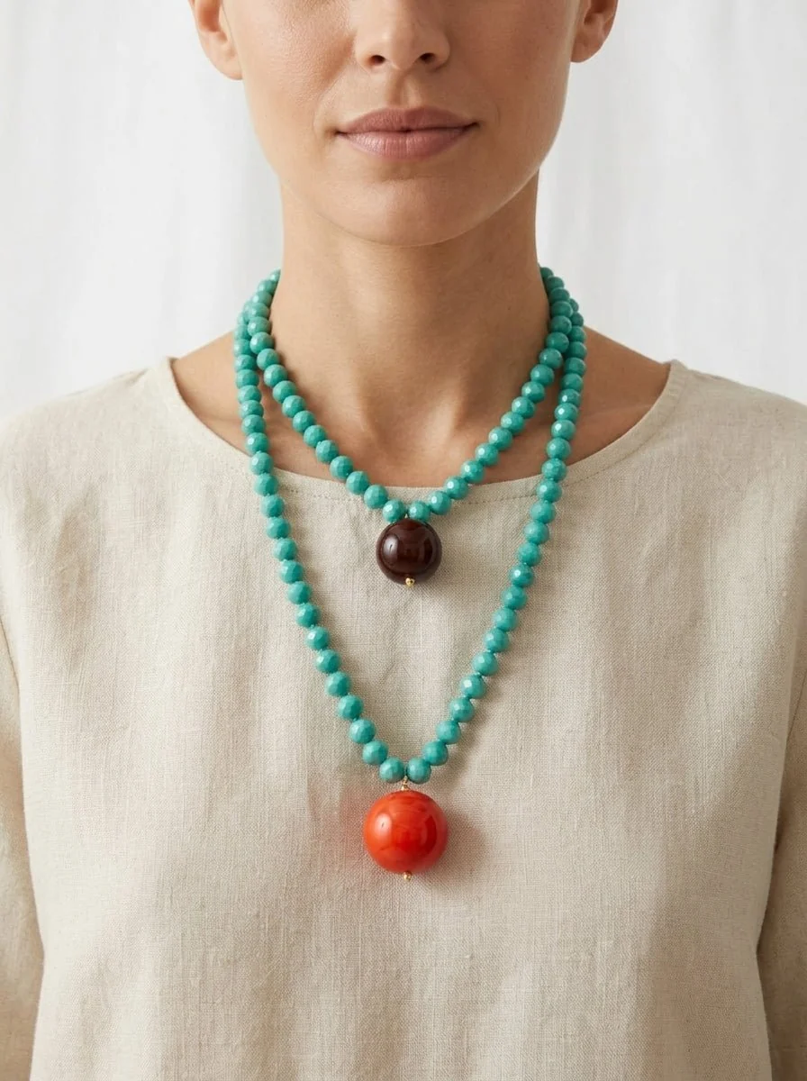 Collar Fabrizio Marcantelli Bolitas y 2 Bolas Grande Agua