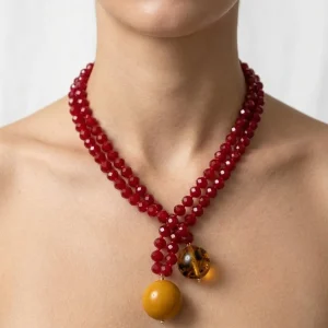 Collar Fabrizio Marcantelli Bolitas y 2 Bolas Grande Burdeos