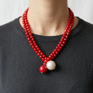 Collar Fabrizio Marcantelli Bolitas y 2 Bolas Grande Rojo