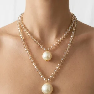 Collar Fabrizio Marcantelli Bolitas y 2 Bolas Grande Perla Transparente