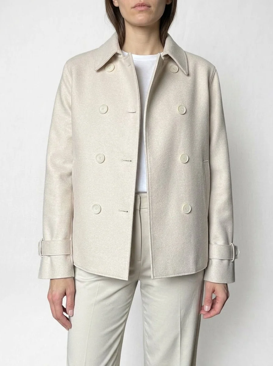 Chaqueta Harris Wharf London Trench Lana Crema - Imagen 3