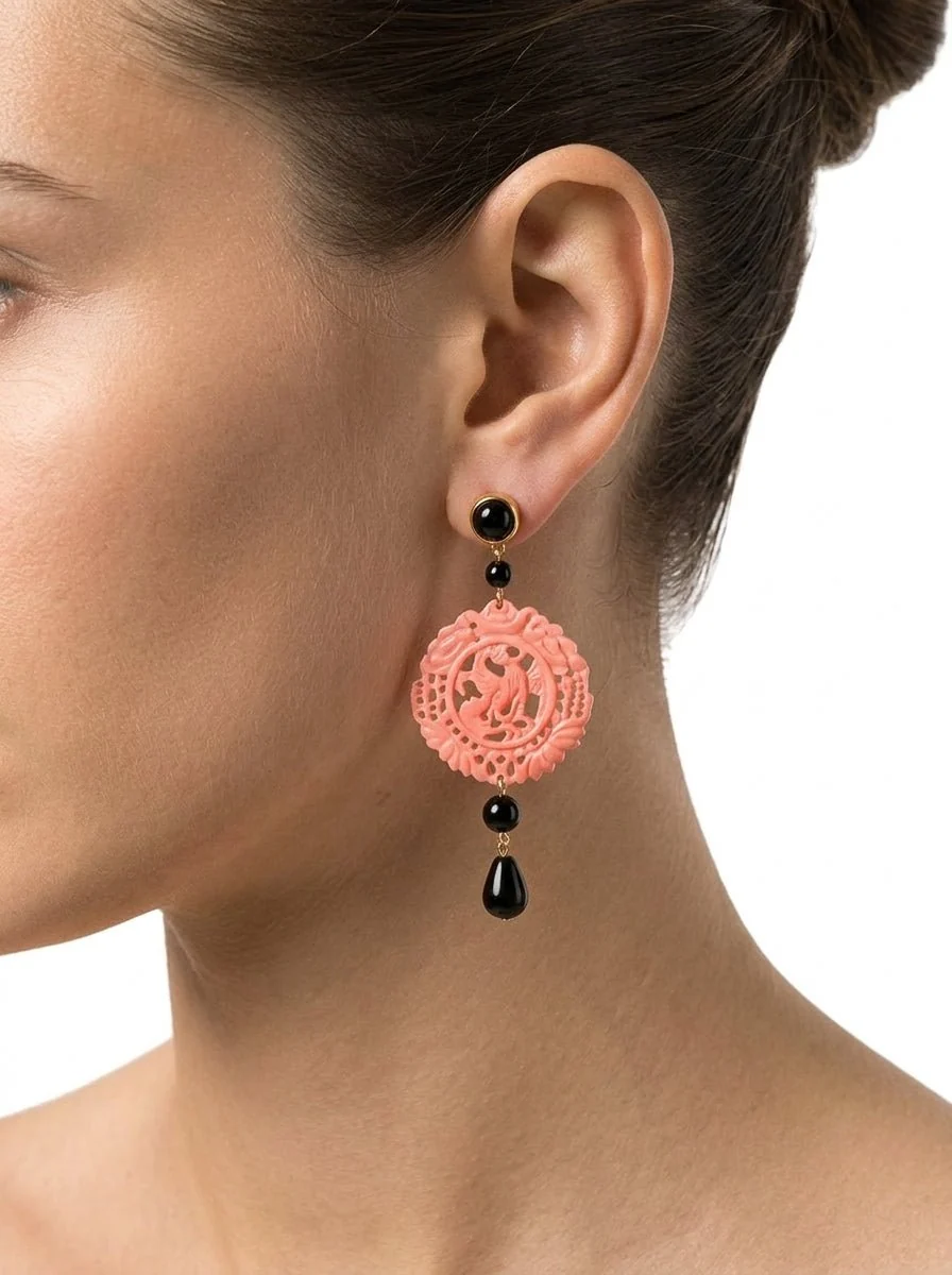Pendientes Fabrizio Marcantelli Mandala Pequeño Rosa - Imagen 3