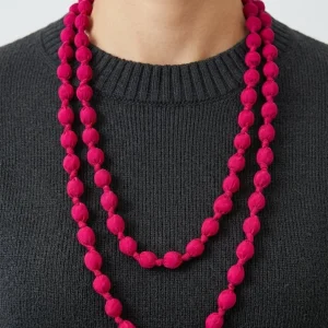 Collar Il Baco Da Seta Bolas De Seda Borgoña