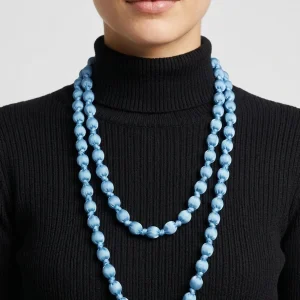 Collar Il Baco Da Seta Bolas Seda Azul Pitufo