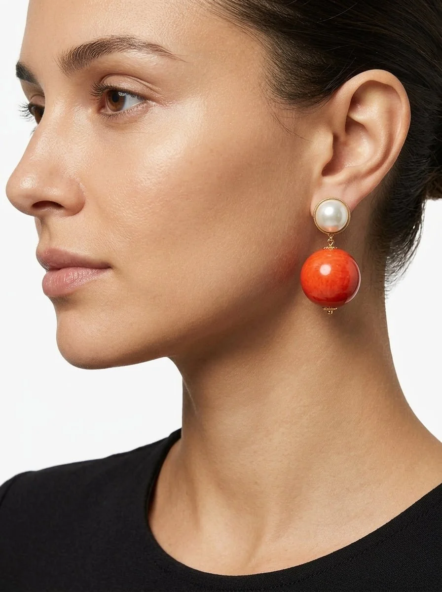 Pendientes Fabrizio Marcantelli Bola Coral MP