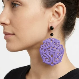 Pendientes Fabrizio Marcantelli Medallón Tallado Natura Violeta