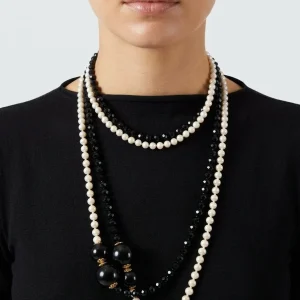 Collar Fabrizio Marcantelli Perlitas Bicolor Negro y Crudo