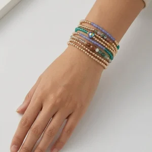 Pulsera Il Baco Da Seta Vueltas Bolitas Azul