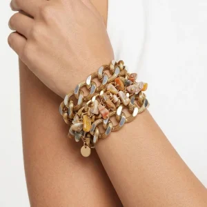 Pulsera Il Baco Da Seta Ancha Eslabones Piedras Natural