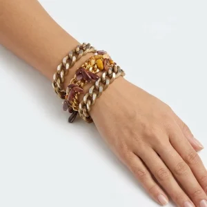 Pulsera Il Baco Da Seta Ancha Eslabones Piedras Burdeos