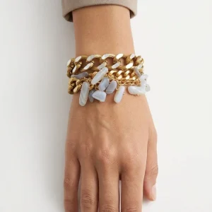 Pulsera Il Baco Da Seta Ancha Eslabones Piedras Blancas