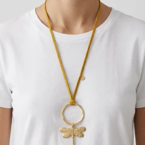Collar Libelula Dorado Mostaza
